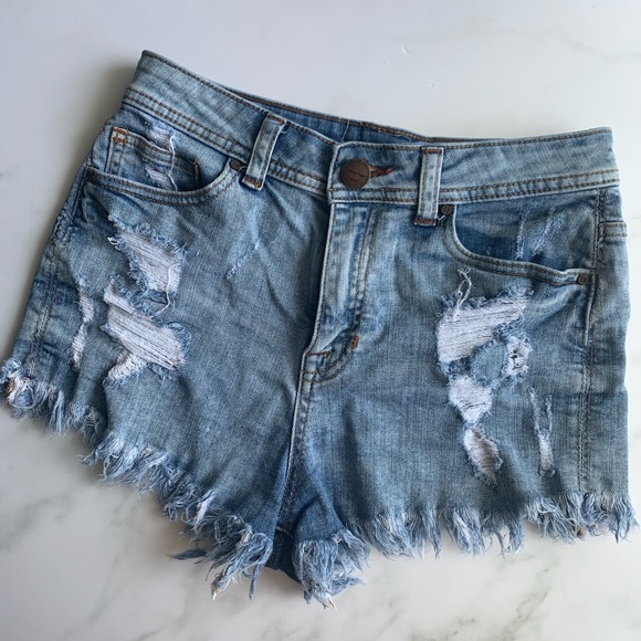 Sneak Peek Pants - High Waisted Denim Shorts